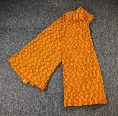 Vtg Pair Mid Century Modern Orange Woven Pinch Pleat Drapes Curtains 40  X 50  • $79.95