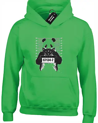 Panda Mugshot Hoody Hoodie Cute Animal Fashion Meme Banksy Top • £15.99