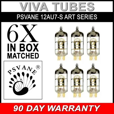 $383.64 • Buy New Matched Sextet (6) Psvane 12AU7-S ECC82 Gold Pins Art Series Vacuum Tubes
