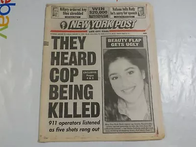 New York Post January 1996 Cop Being Killed Miss New York State Gets Ugly 9B • $39.99