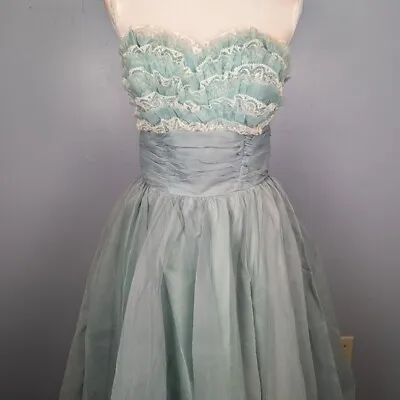 Vintage 1950s Prom Blue Mint Colored Dress • $125