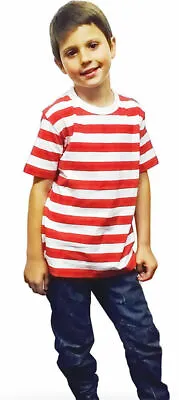 £9.99 • Buy Kids Children Boys Short Sleeve Striped T Shirt School Top Book Week Fancy Dress