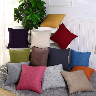 £4.67 • Buy 16 18 20 22 24 Large Linen Plain Cushion Cover Pillow Case Home Sofa Decor D