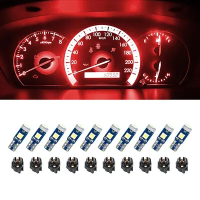 10Pcs T5 3030-3SMD Car Dashboard LED Lights Red High Light Bulb • $6.59