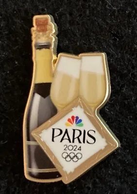 Nbc Champange Bottle & Glasses 2024 Paris Olympic Tv Media Pin • $12