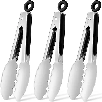 Hotec Mini Stainless Steel Kitchen Tongs For Cooking - 7-Inch Small Serving Tong • $14.70