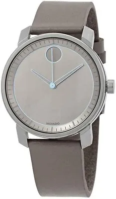 Movado Bold 3600490 Grey With Blue Accent Dial Grey Leather Band Mens Watch • $224.99