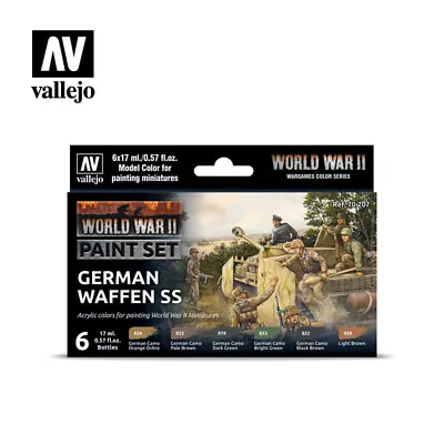 Vallejo 70207 WWII German Waffen-SS Paint Set (6 Colors) 17ml Bottles • $21.85