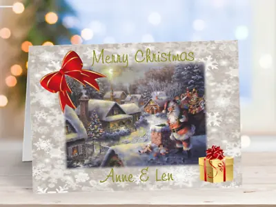Christmas Card Personalised Christmas Card Santa Daughter Son Friends Any Name • £2.99