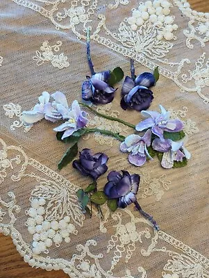 Antique Vintage 19teens 1920s 1930s Purple Lot Millinery Flowers • $10