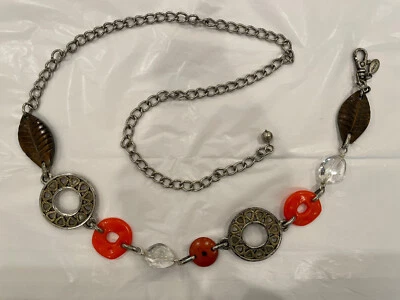$11.99 • Buy Chico’s Vintage Silver-toned/Orange Medallion Chain Belt