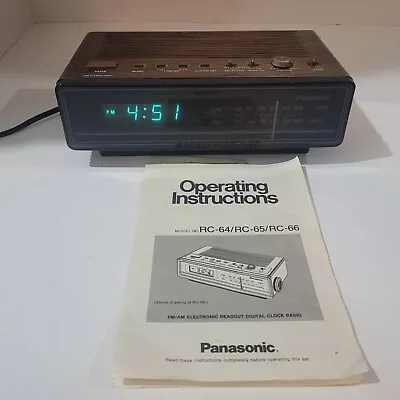 Panasonic RC65 Digital FM/AM Clock Radio W/ Manual WORKS (See Video)  Vintage • $25.50