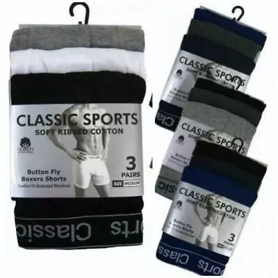 Boxer Shorts Underwear Men's Plain Rich Cotton High Quality Underpants 3/6 Pairs • £9.49