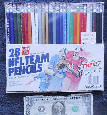 Vintage 28 NFL TEAM PENCILS Football Faber Castell Never Opened COMPLETE SET • $63.21