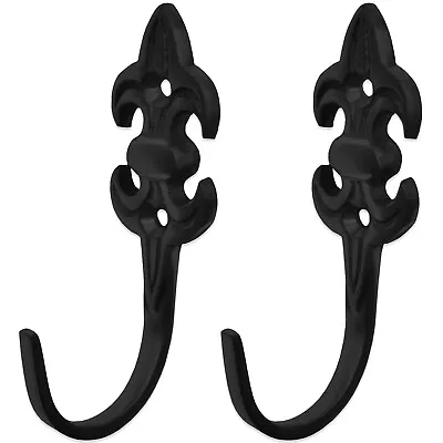 £4.74 • Buy 2 X BLACK FLEUR DE LYS CURTAIN TIE BACK Large 75mm/3  Wall Hook Holder Hold Back