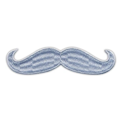 £2.77 • Buy Moustache - Gray Patch/Badge Embroidered