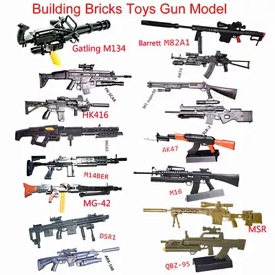 £11.99 • Buy 1/6 Scale Gatling AK47 QBZ MG62 HK416 MP7 MG42 98K Assemble Toy Gun Model Figure