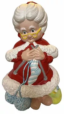 Vintage Atlantic Mold 13 Inch Mrs Claus Knitting Ceramic Statue • $30.99