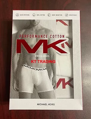 (3-Pk) MICHAEL KORS PERFORMANCE COTTON BOXER BRIEFS Quick Wicking Men Underwear  • $27.95