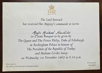Antique Royal Invitation State Banquet Hosted Queen Elizabeth Buckingham Palace • £19.99