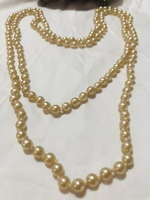 Vintage Estate Jewellery- Necklace Opera Length Faux Pearl Knotted • $35