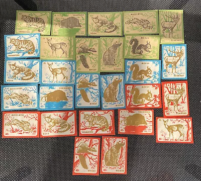 Hungary Vintage 27 Matchbox Matches Labels Wild Animals Unused 3 Variations Sets • $25