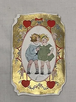Vintage Valentine Early 1930s Boy Girl Toddlers American Colortype • $2.25