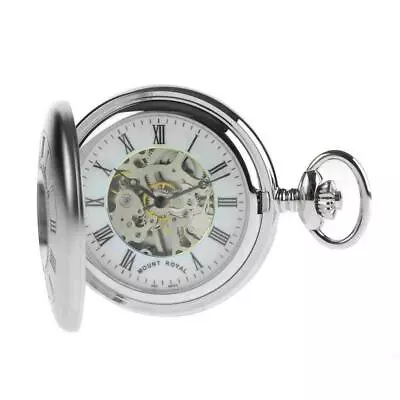 Mount Royal Mechanical Pocket Watch Half Hunter Skeleton Dial MR-B26 • £85.50