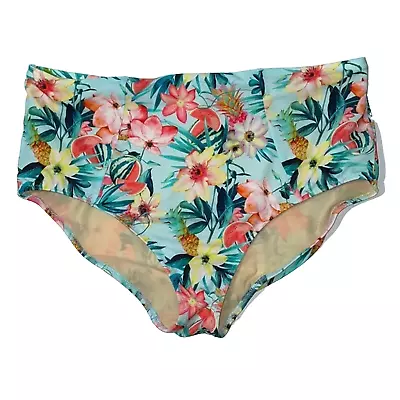 Elomi Tropical Floral Bathing Swim Suit Bottoms.  Size 14. Green Pink & Yellow. • $25