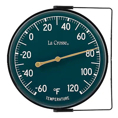 104-1512F La Crosse 5.5  Indoor/Outdoor Dial Thermometer With Bracket Dark Green • $12.95