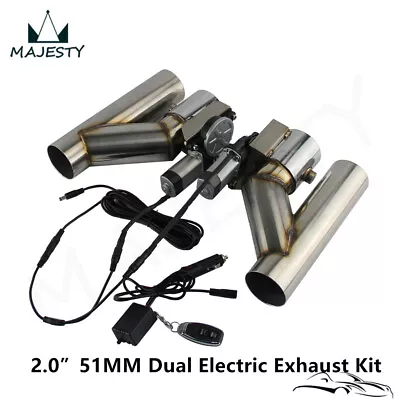 2  Dual Electric Exhaust Cutout Wireless Remote Control Dump Bypass Valve Kit • $273.90
