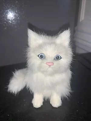 Vintage Real White Fur Cat Kitten 4 1/2”  Blue Eyes.  Adorable. • $12.50