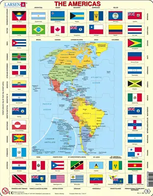 Map Of The Americas With Flags- Frame/Board Jigsaw Puzzle 29cm X 37cm (LRS KL4) • £7.99