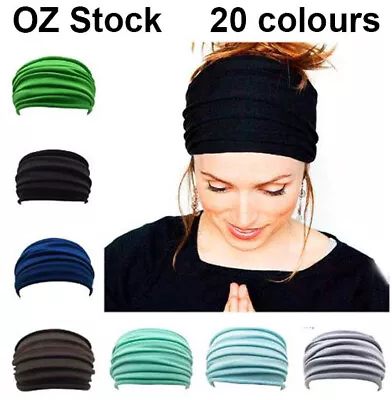 Running Soft Extra Wide Yoga Headband Hairband Stretchy Elastic Turban Head Wrap • $4.50