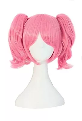 MapofBeauty Lolita Pink Short Straight Clip On Ponytails Cosplay Wig • £16.82