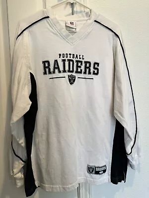 VINTAGE RAIDERS NFL Shirt 🔥 VF Imagewear Men L White Black Long Sleeve V Neck • $55