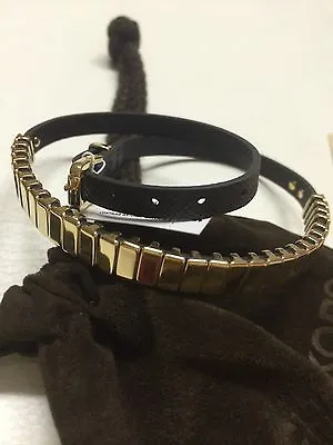 NWT Michael Kors Black & Gold Double Wrap Leather Bracelet MKJ2634710 • $71.99