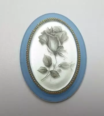 Vintage Cameos 40X30mm Silver Rose Cabochons Matte Blue Crystal Base German 1pc • $3.89