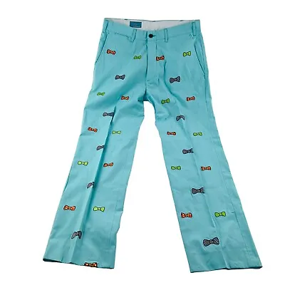 Castaway Nantuckit Island Lt Blue W/ Bowties Embroidered Chino Pants 32X31 +1.5  • $35.99