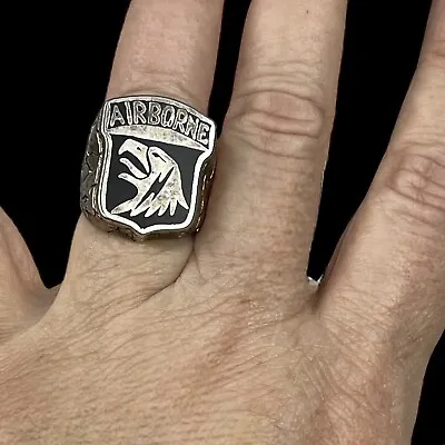 G&S Biker Ring Gordon Smith AIRBORNE Eagle Mens Size 8 Vintage 80s Silverplated • $29.95