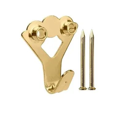 HEAVY DUTY STRONG Brass Double Picture Mirror Hook Hanging Nails Pins  • £3.74