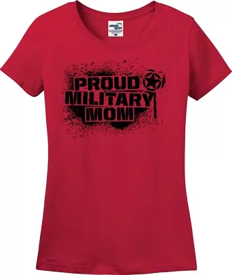 Proud Military Mom Spraypaint Missy Fit Ladies T-Shirt (S-3X) • £19.27