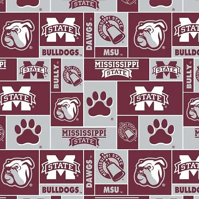 Mississippi State Bulldogs Geometric Fleece Fabric-NCAA Fleece Blanket Fabric • $14.99