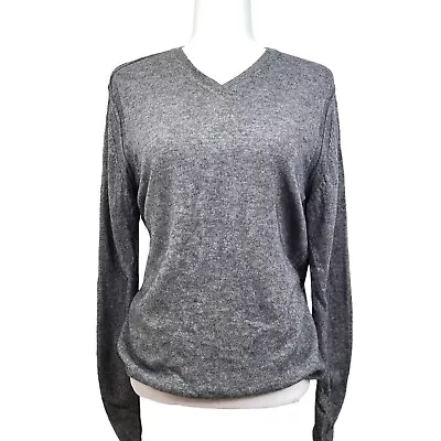 LXRI CASHMERE DESIGNER KNIT SWEATER Sz Mens M Gray V Neck 100% CASHMERE • $37.89