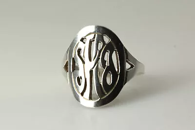 925 Sterling Silver Size 6 Monogrammed Cut Out  SHJ  Initials Ring 2.8G(RIN8060) • $26.10