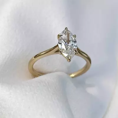 2 Ct Marquise Cut Lab-Created Engagement Ring 14K Yellow Gold Plated • $94.49