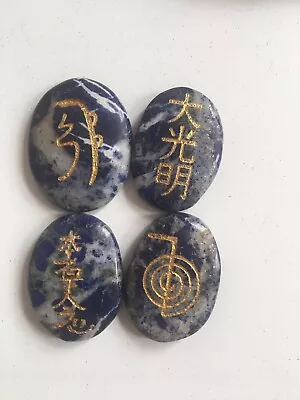 Gemstone Healing Crystal Set Of 4 Reiki Chakra Healing Symbols Sodalite • £8