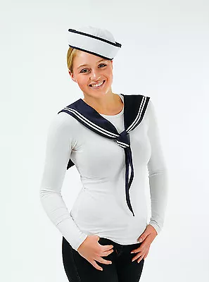 Sexy Navy Sailor Girl Kit Scarf & Hat Ladies Fancy Dress Costume Instant Outfit • £9.89