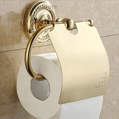 $39.61 • Buy Bathroom Gold Plated Brass Wall Mount Toilet Paper Holder Roll Tissue Bar Holder
