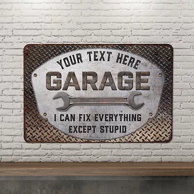 Custom Garage Sign Wrench Man Cave Gift For Men Metal Sign Auto 108120129008 • $20.95